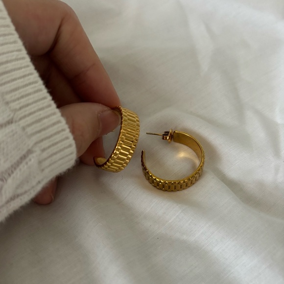 Aldo Stainless Steel Gold Hoop Earrings - Picture 2 of 2